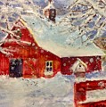 Snowflakes Falling at the Red Barn